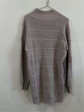 SHEIN Mauve-Taupe Ribbed Mock Neck Sweater Dress